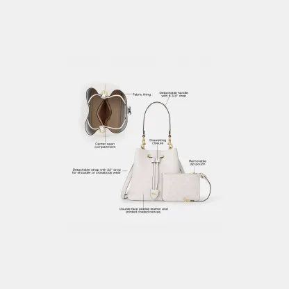 COACH®,Rowan Bucket Bag,Leather,Bucket,Metal,Logo,Casual,White