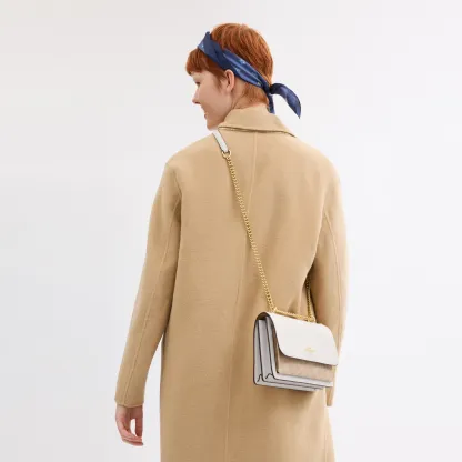 COACH®,Klare Crossbody Bag In Signature Canvas,Crossbody,Chain Detail,Pattern,Day Party,White,Detail View