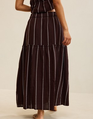 Aerie Beach Texture Maxi Skirt - Deep Earth