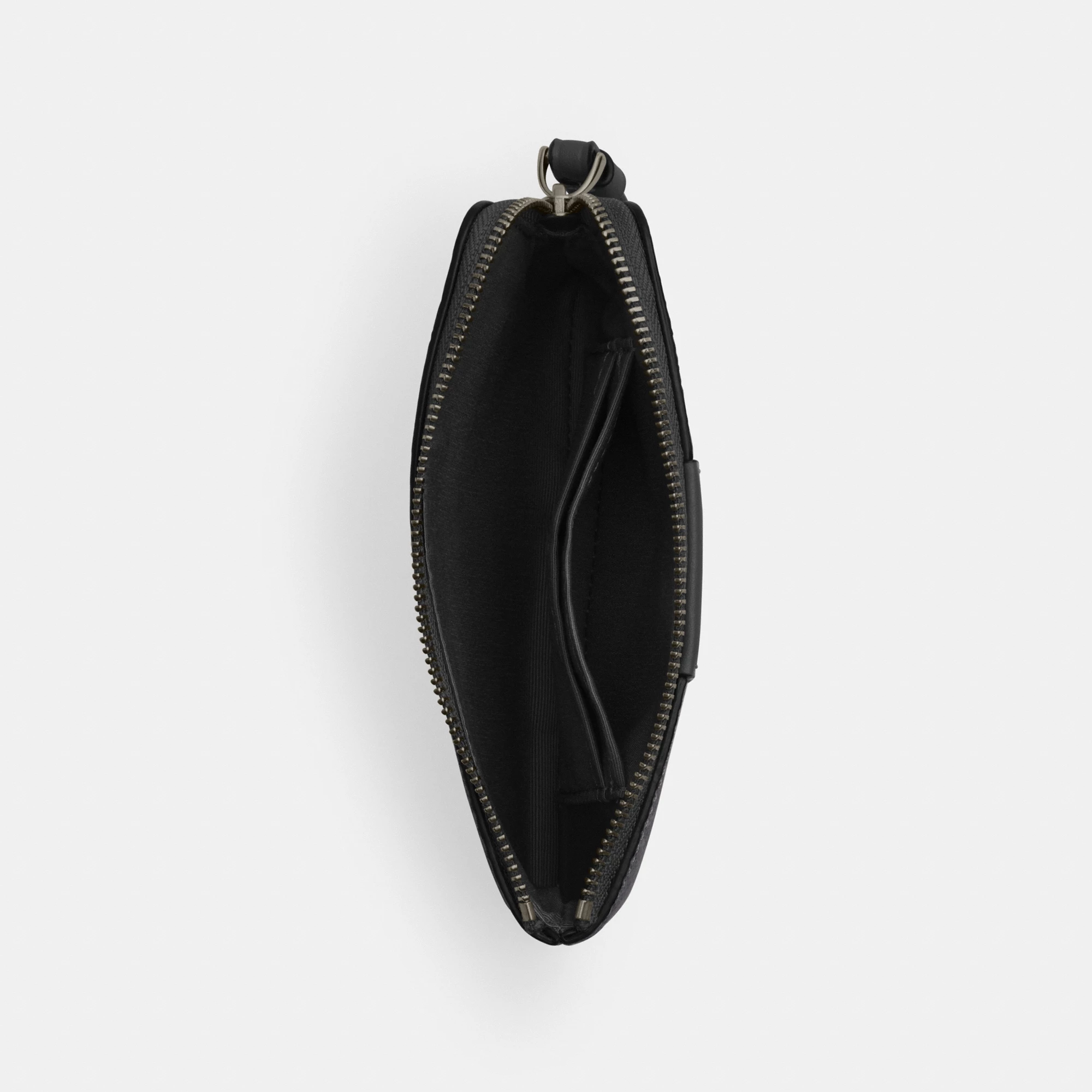 COACH®,Corner Zip Wristlet In Signature Canvas With Stripe,Wristlet,Pouch,Color Block,Casual,Black,Inside View,Top View