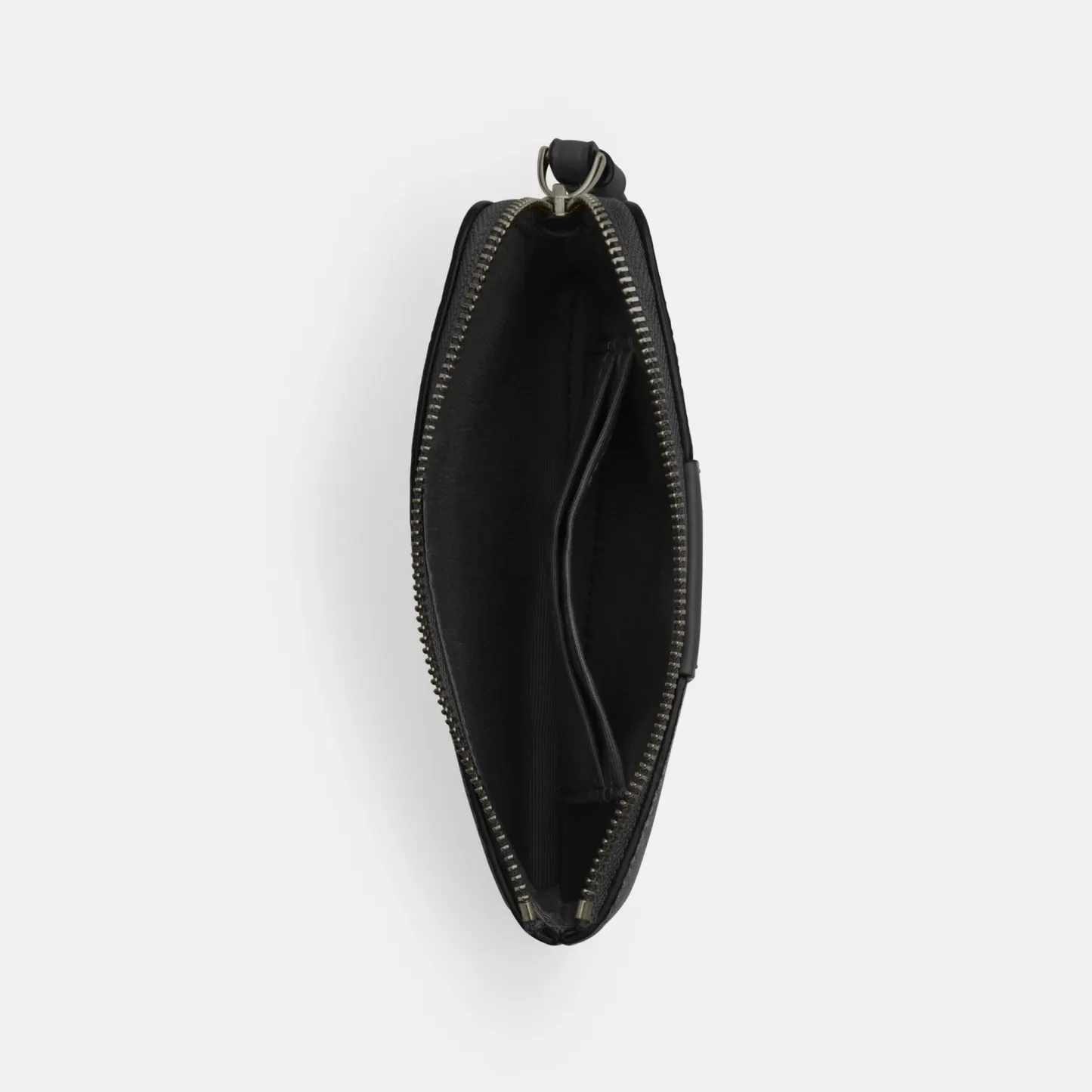 COACH®,Corner Zip Wristlet In Signature Canvas With Stripe,Wristlet,Pouch,Color Block,Casual,Black,Inside View,Top View