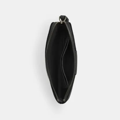 COACH®,Corner Zip Wristlet In Signature Canvas With Stripe,Wristlet,Pouch,Color Block,Casual,Black,Inside View,Top View