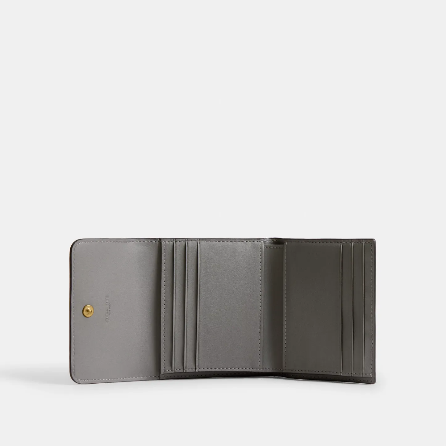COACH®,Mila Small Flap Wallet With Heart Print,Leather,Tri Fold,Metal,Casual,Multi Color,Inside View,Top View