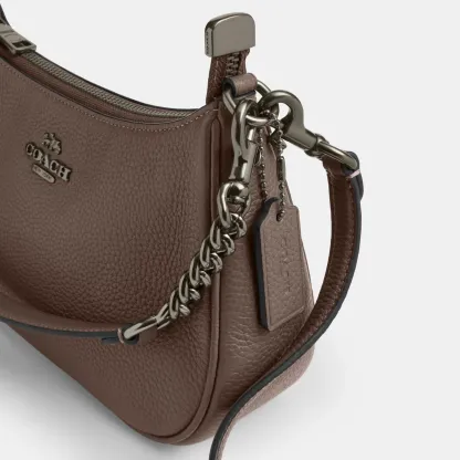 COACH®,Teri Shoulder Bag,Shoulder Bag,Chain Detail,Metal,Logo,Casual,Brown,Closer View