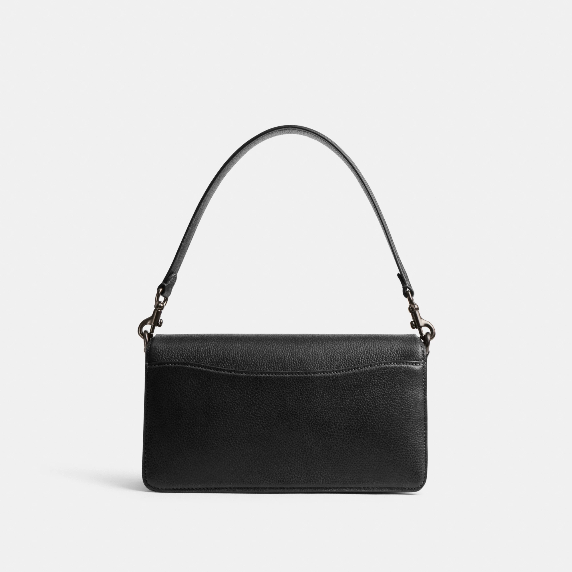 COACH®,Tabby Shoulder Bag 26,Leather,Shoulder Bag,Crossbody,Logo,Gusset,Gold Metal,Casual,Black,Back View