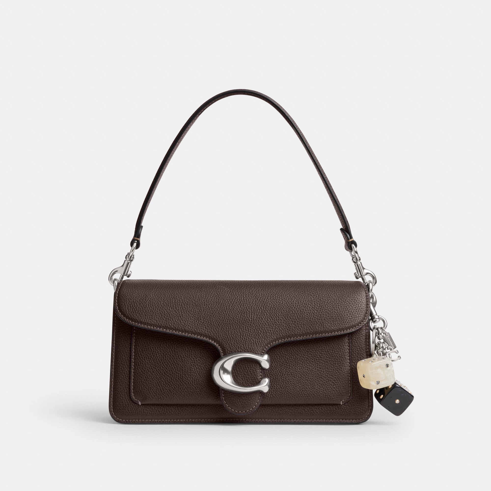 COACH®,Dice Bag Charm,Bag Charm,Resin,3D Embellishment,Rhinestones,Glitter,Key Ring,Gold Metal,Navy,Angle View