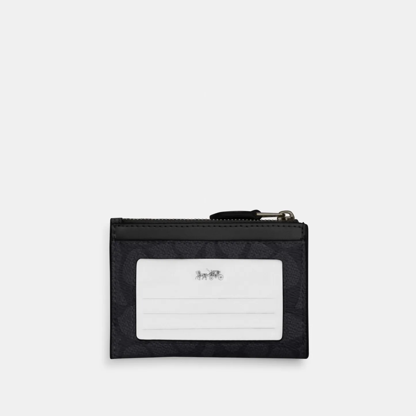 COACH®,Mini Skinny Id Case In Signature Canvas,Card Case,Metal,Color Block,Logo,Sustainable,Key Ring,Casual,Black,Back View