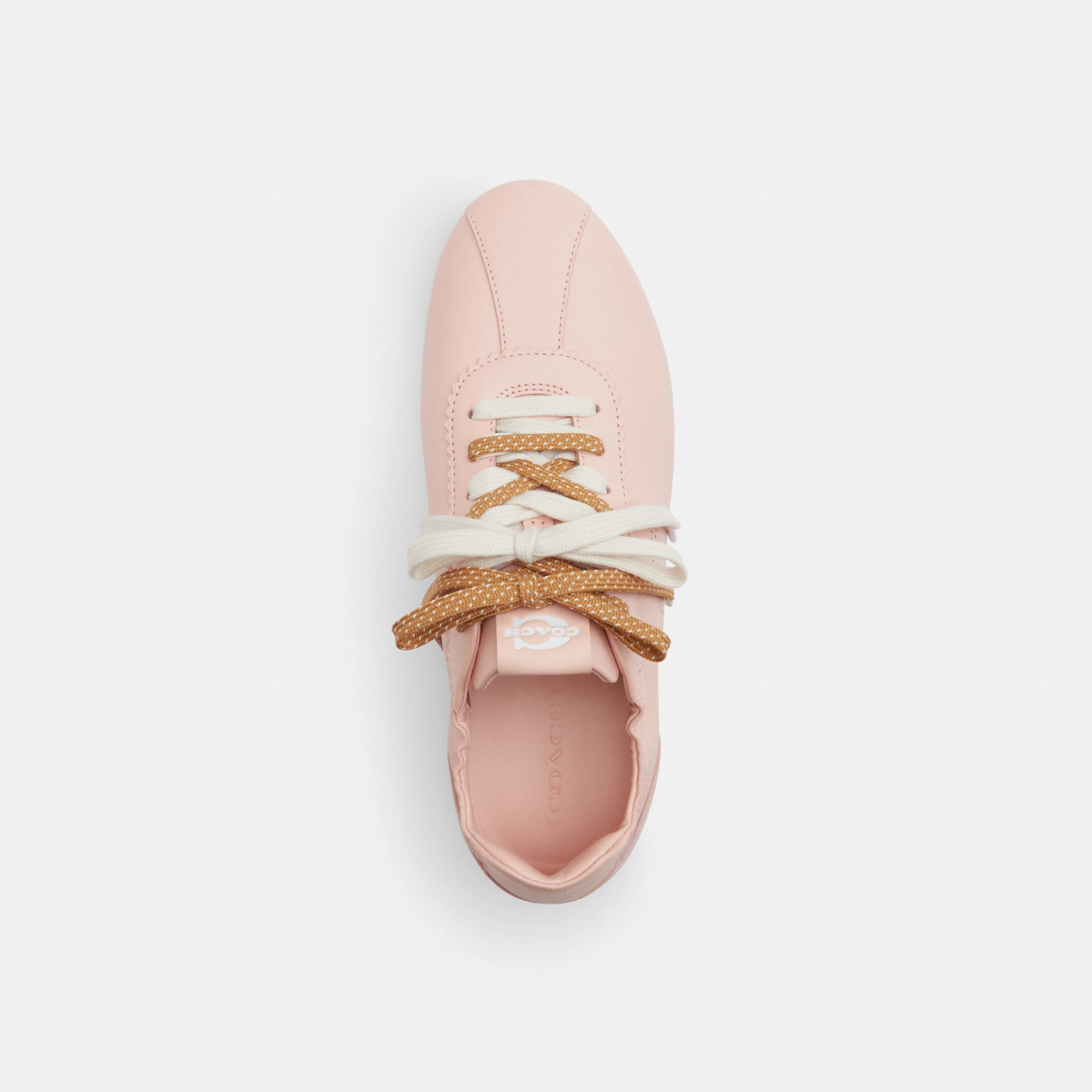 COACH®,Soft Sneaker,Rubber,Leather,Casual,Low Top,Fabric,Perforated,Logo,Pull Tab,Casual,Pink,Inside View,Top View