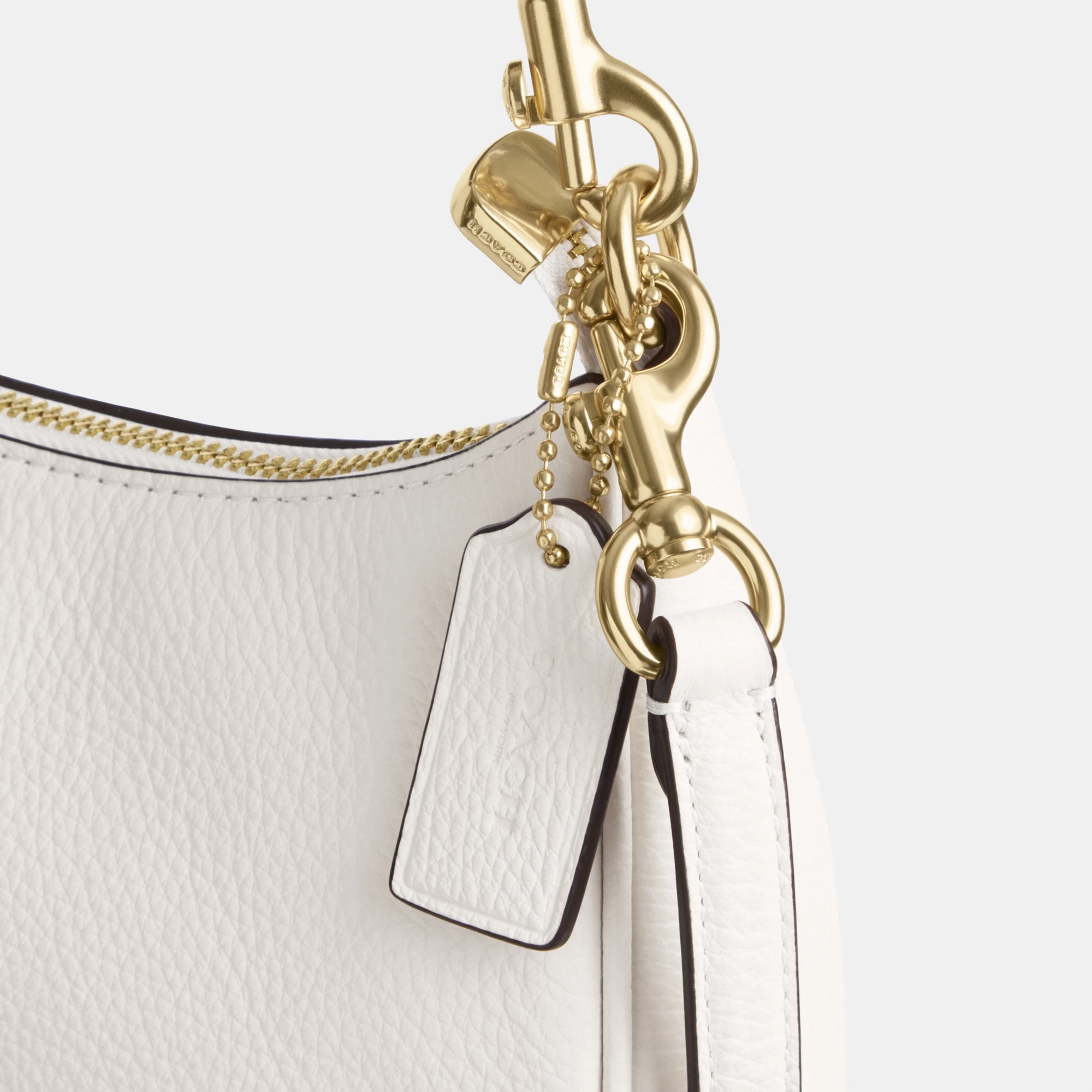 COACH®,Teri Shoulder Bag,Shoulder Bag,Chain Detail,Metal,Logo,Casual,White,Closer View