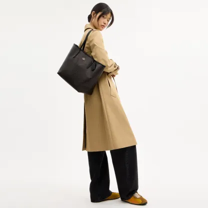 COACH®,City Tote Bag In Signature Canvas,Tote,Metal,Tag Embellishment,Color Block,Embossed,Piping,Logo,Casual,Multi Color,Detail View