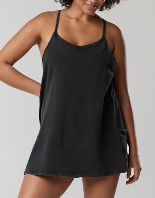 OFFLINE By Aerie OG Cotton Racerback Mini Dress - Washed Black