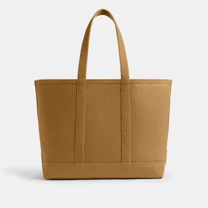 COACH®,Utility Tote,Canvas,Leather,Tote,Word Embellishment,Logo,Sustainable,Casual,Brown,Back View