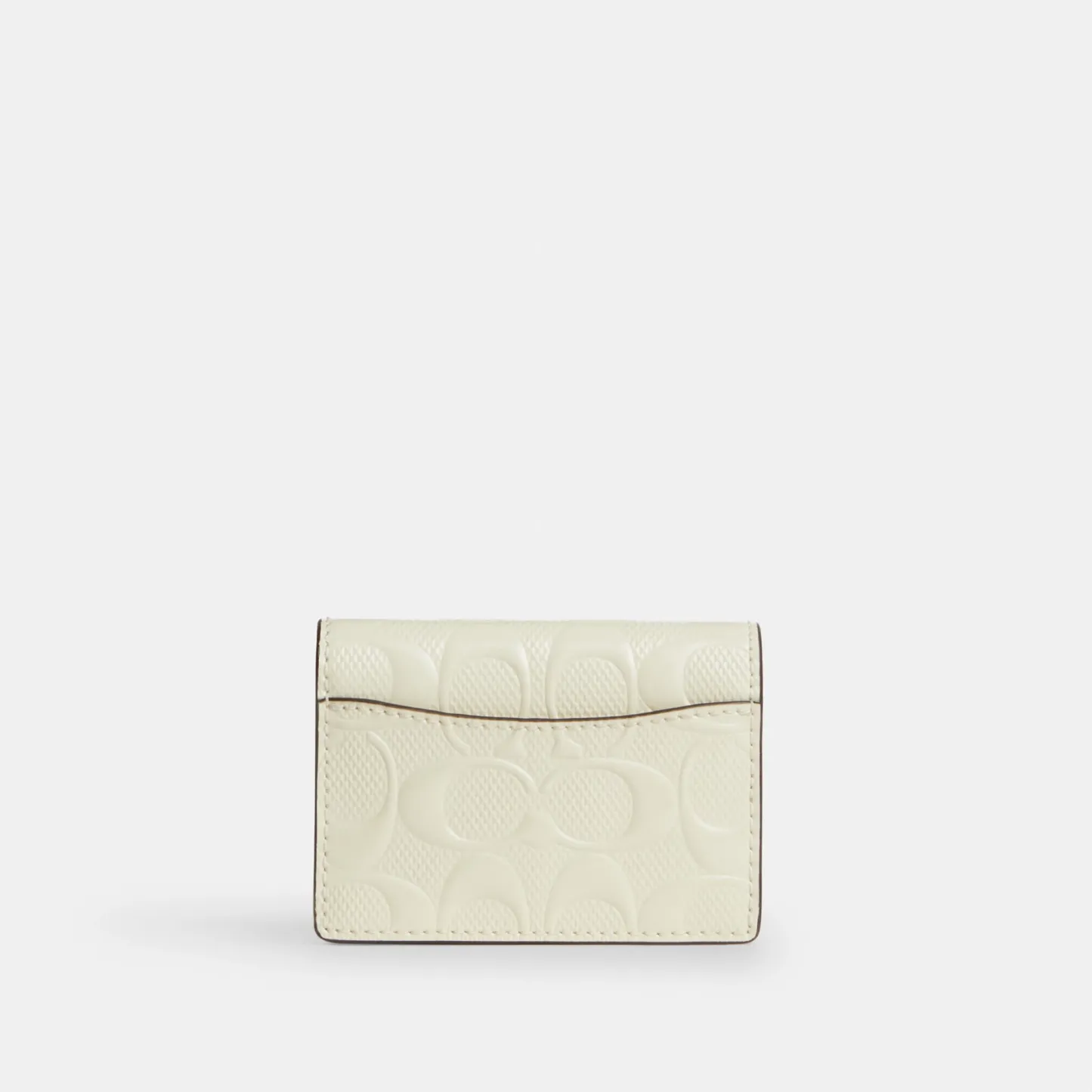 COACH®,Card Case With Charm In Signature Leather,Cream,Back View