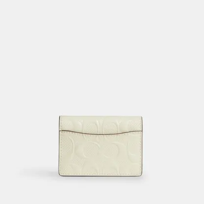 COACH®,Card Case With Charm In Signature Leather,Cream,Back View
