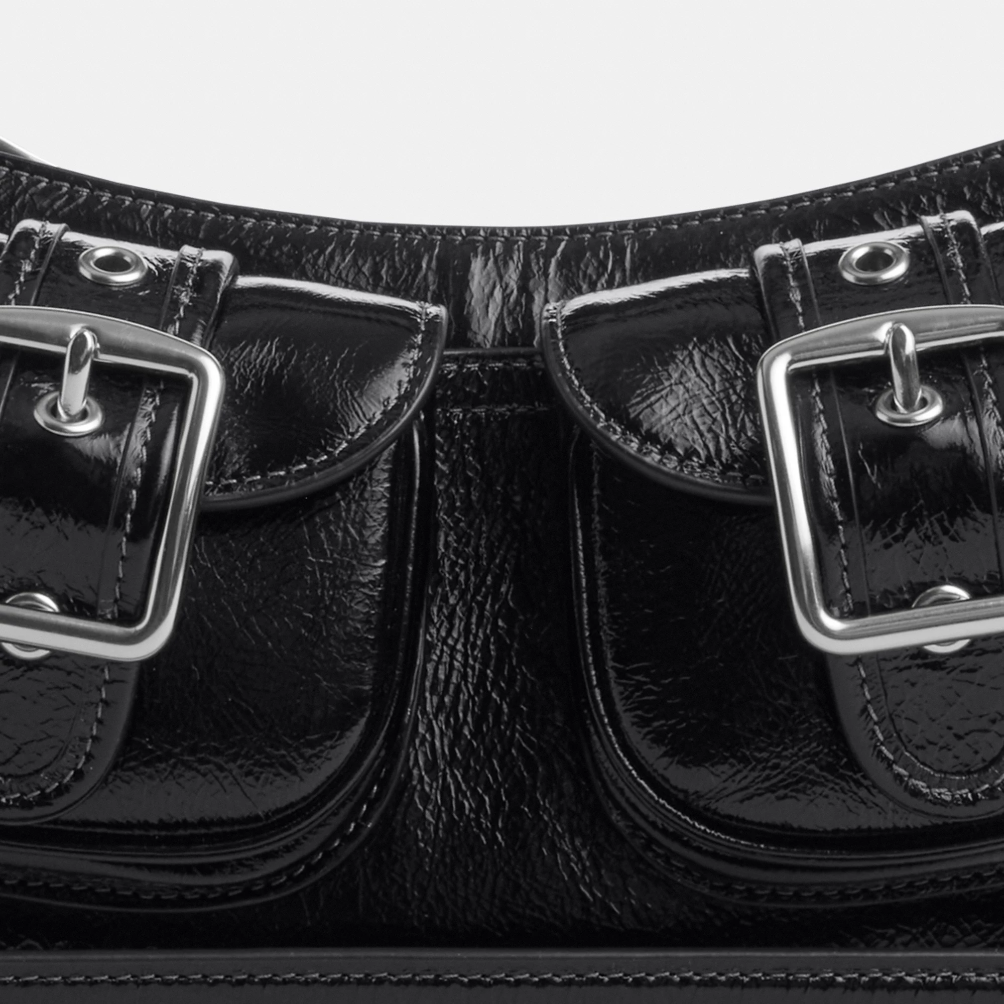COACH®,Ashton Bag,Leather,Fabric,Shoulder Bag,Luggage Tag,Compact,Lined,Silver Metal,Day Party,Black,Closer View