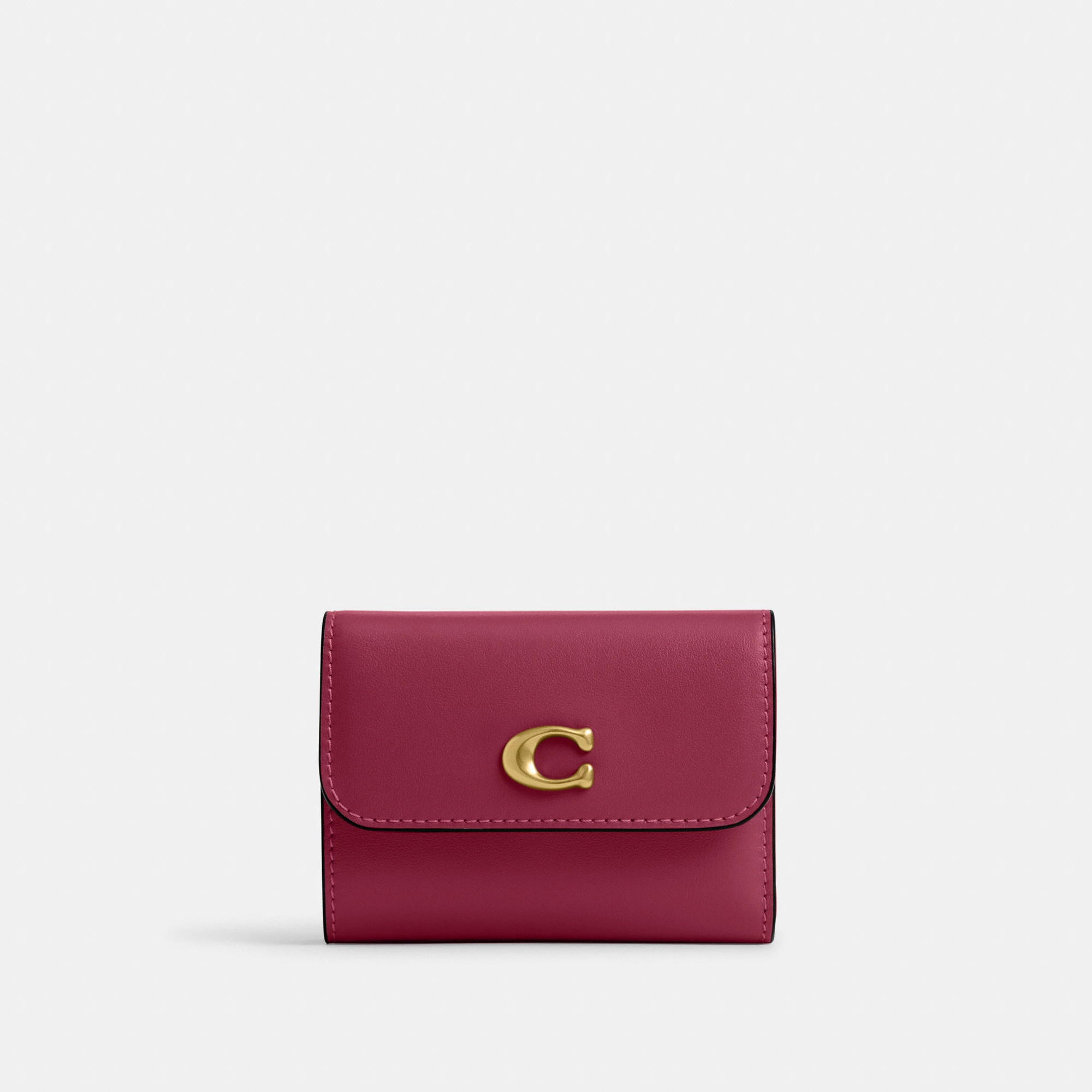 COACH®,Essential Card Holder Wallet,Leather,Calfskin Leather,Card Case,Bi Fold,Logo,Metal,Casual,,Front View
