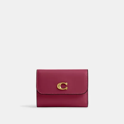 COACH®,Essential Card Holder Wallet,Leather,Calfskin Leather,Card Case,Bi Fold,Logo,Metal,Casual,,Front View