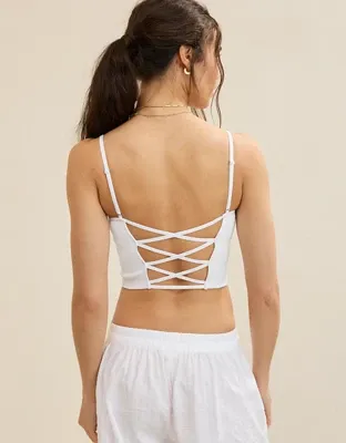 Superchill Seamless Rib Padded Bra Top - White