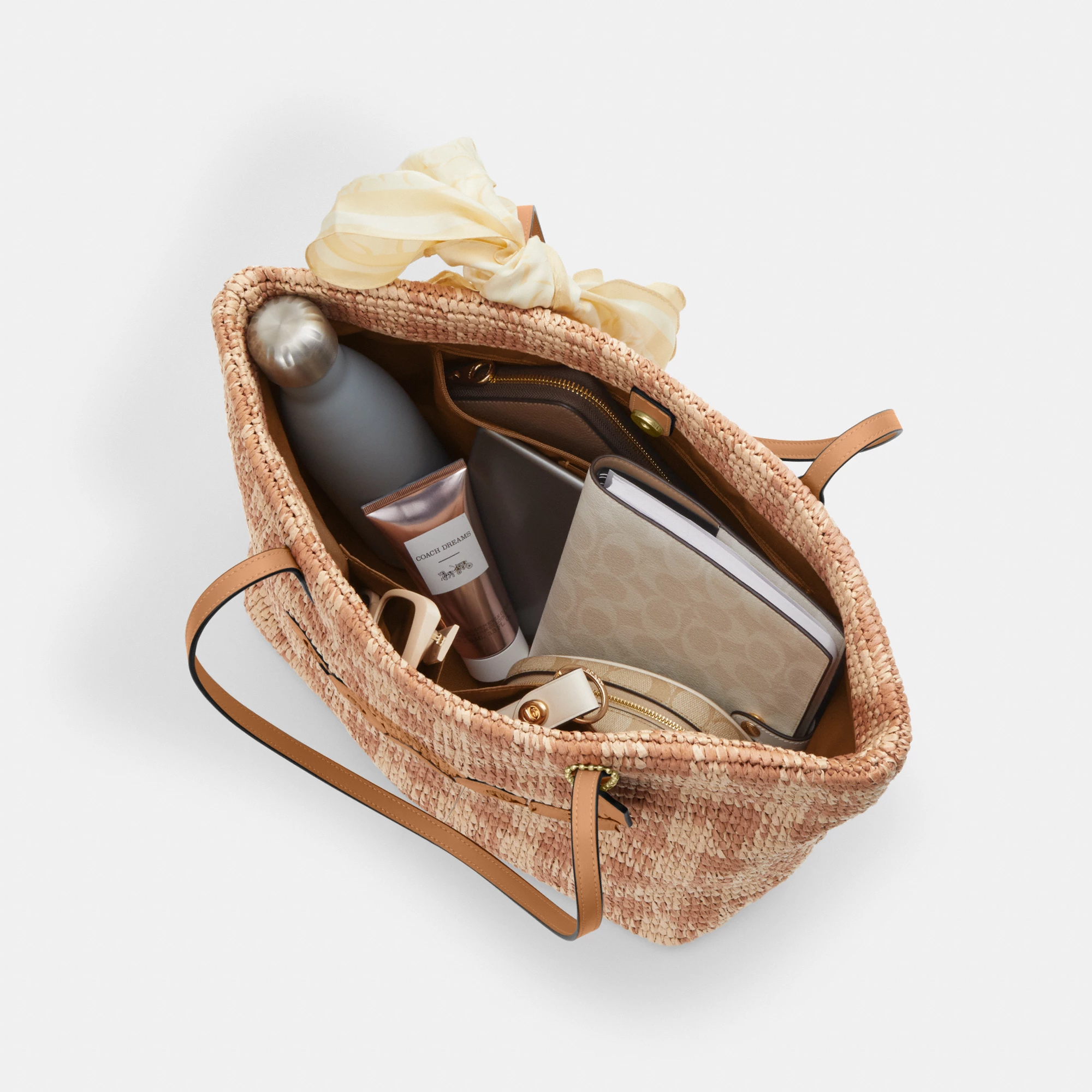 COACH®,City Tote Bag With Gingham Print,,Inside View,Top View