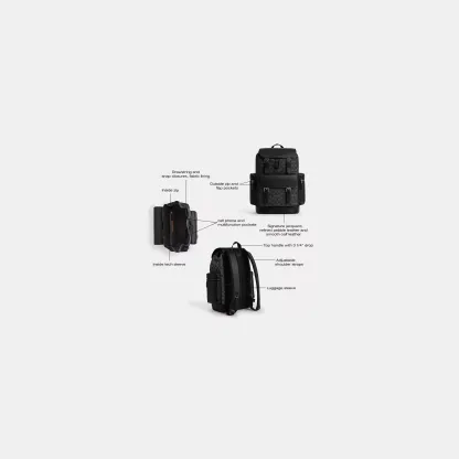 COACH®,Sprint Backpack In Signature Jacquard,Calfskin Leather,Canvas,Backpack,Adjustable,Casual,Black