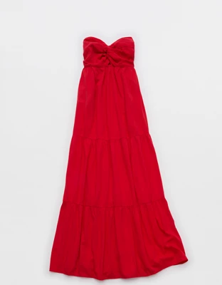 Aerie Strapless Cut Out Maxi Dress - Chilly Red