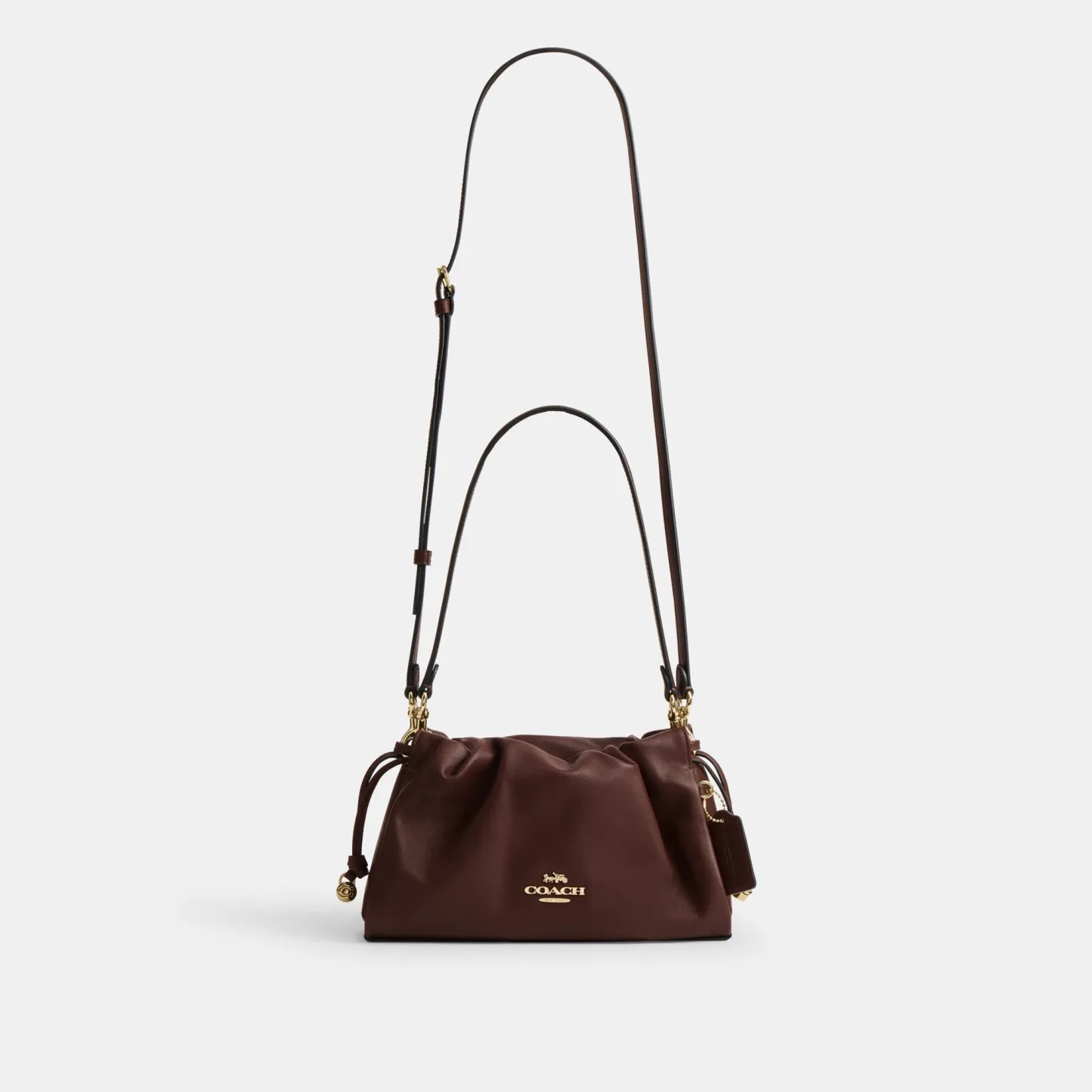 COACH®,Faye Shoulder Bag,Shoulder Bag,Metal,Ball Embellishment,Drawstring,Logo,Casual,Brown