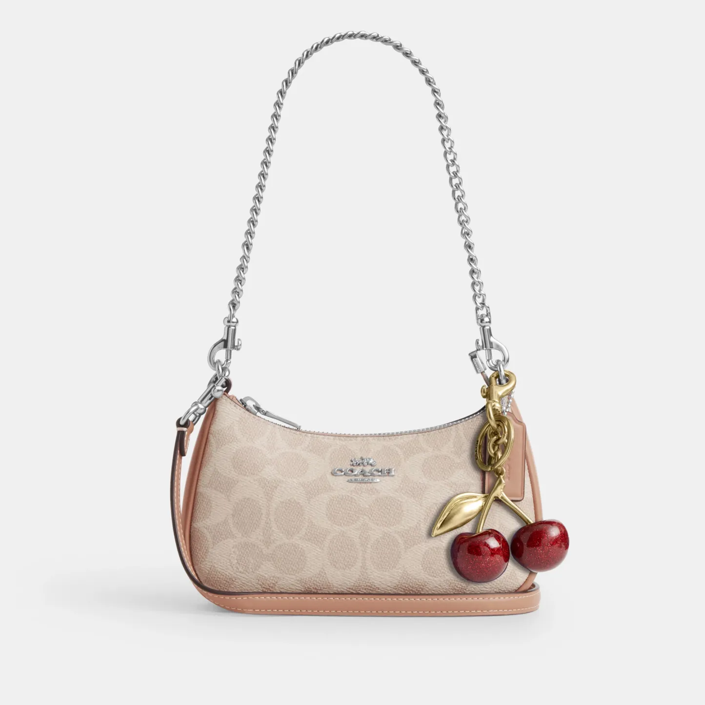COACH®,Teri Mini Crossbody Bag In Signature Canvas,Polyester,Canvas,Recycled Polyester,Shoulder Bag,Adjustable,2 in 1,Vega...,Beige,Angle View