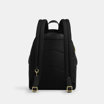 COACH®,Taylor Small Backpack,Recycled Polyester,Leather,Lining Recycled Polyester,Polyester,Backpack,Metal,Logo,Lined,Padd...,Black,Back View