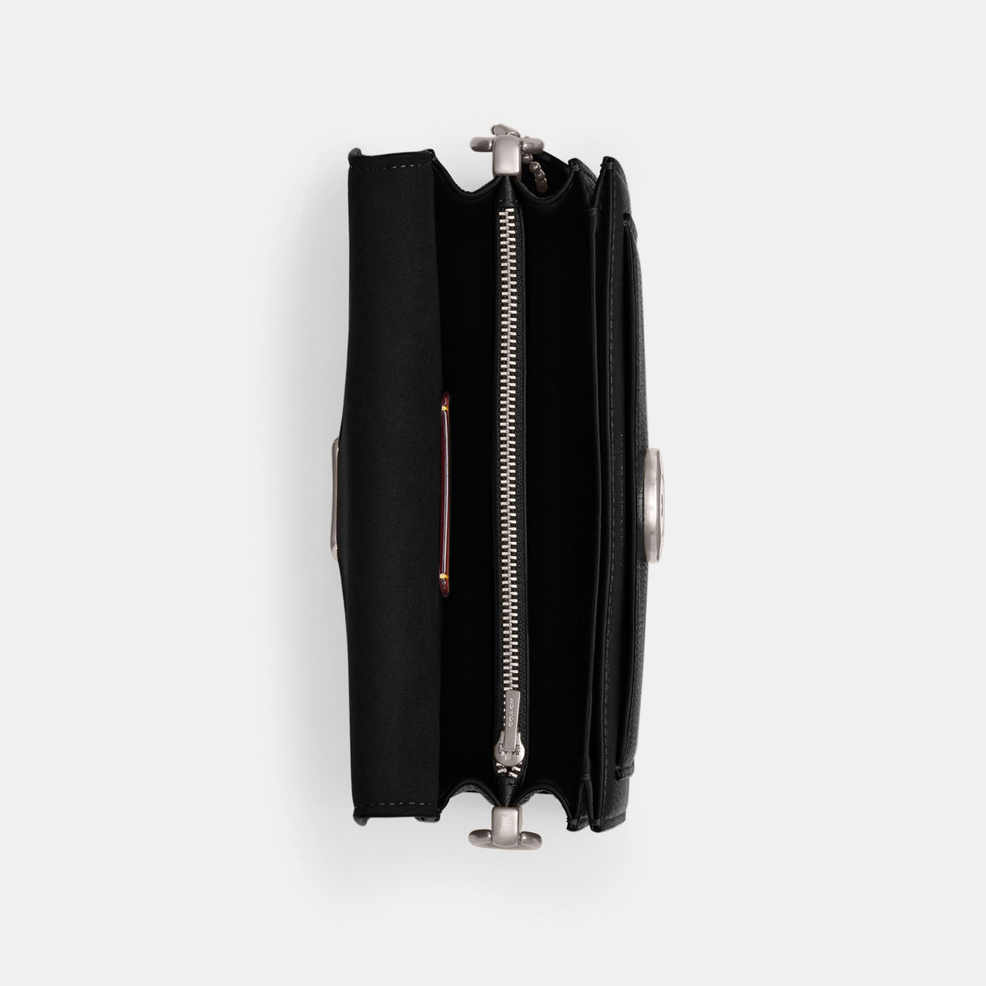 COACH®,Tabby Shoulder Bag 20,Leather,Shoulder Bag,Embossed,Metal,Logo,Day Party,Black,Inside View,Top View