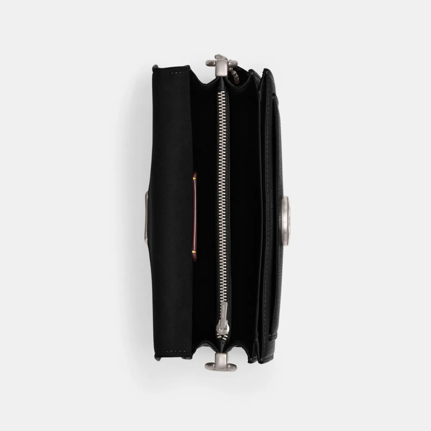 COACH®,Tabby Shoulder Bag 20,Leather,Shoulder Bag,Embossed,Metal,Logo,Day Party,Black,Inside View,Top View