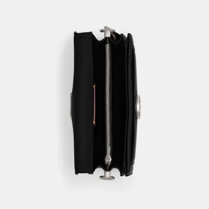 COACH®,Tabby Shoulder Bag 20,Leather,Shoulder Bag,Embossed,Metal,Logo,Day Party,Black,Inside View,Top View