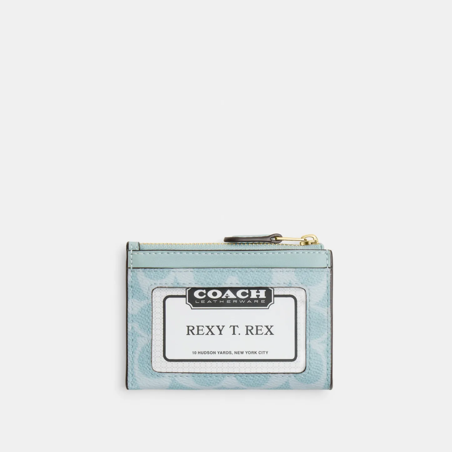 COACH®,Mini Skinny Id Case In Signature Canvas,Card Case,Metal,Color Block,Logo,Sustainable,Key Ring,Casual,Blue,Back View