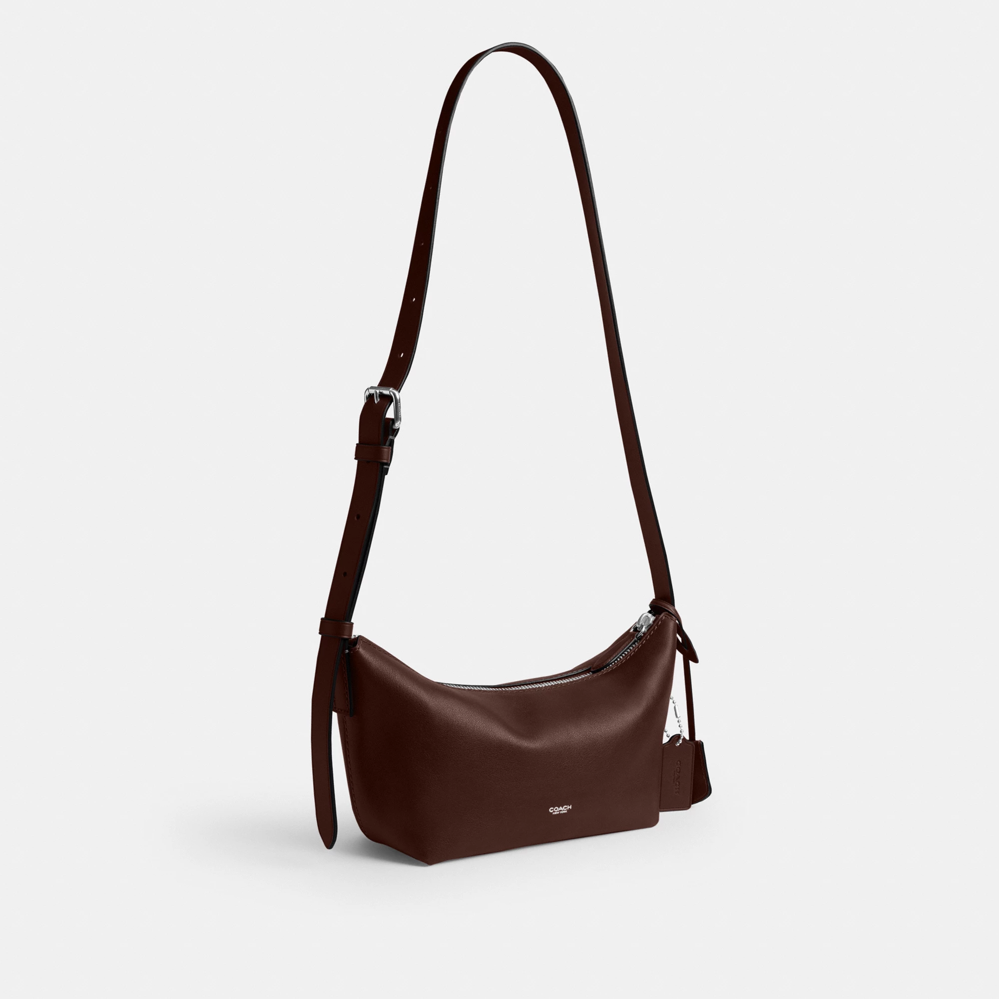 COACH®,Mott Sling Bag 22,Leather,Slingback,Crossbody,Metal Material,Logo,Adjustable,Silver Metal,Casual, Father's Day,Brown,Angle View