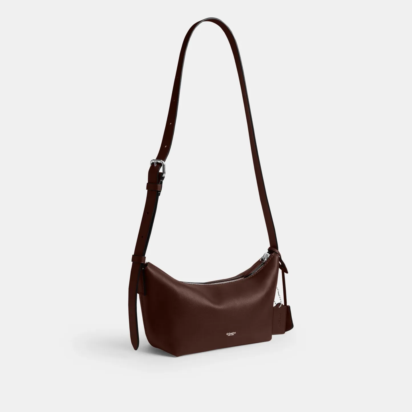 COACH®,Mott Sling Bag 22,Leather,Slingback,Crossbody,Metal Material,Logo,Adjustable,Silver Metal,Casual, Father's Day,Brown,Angle View