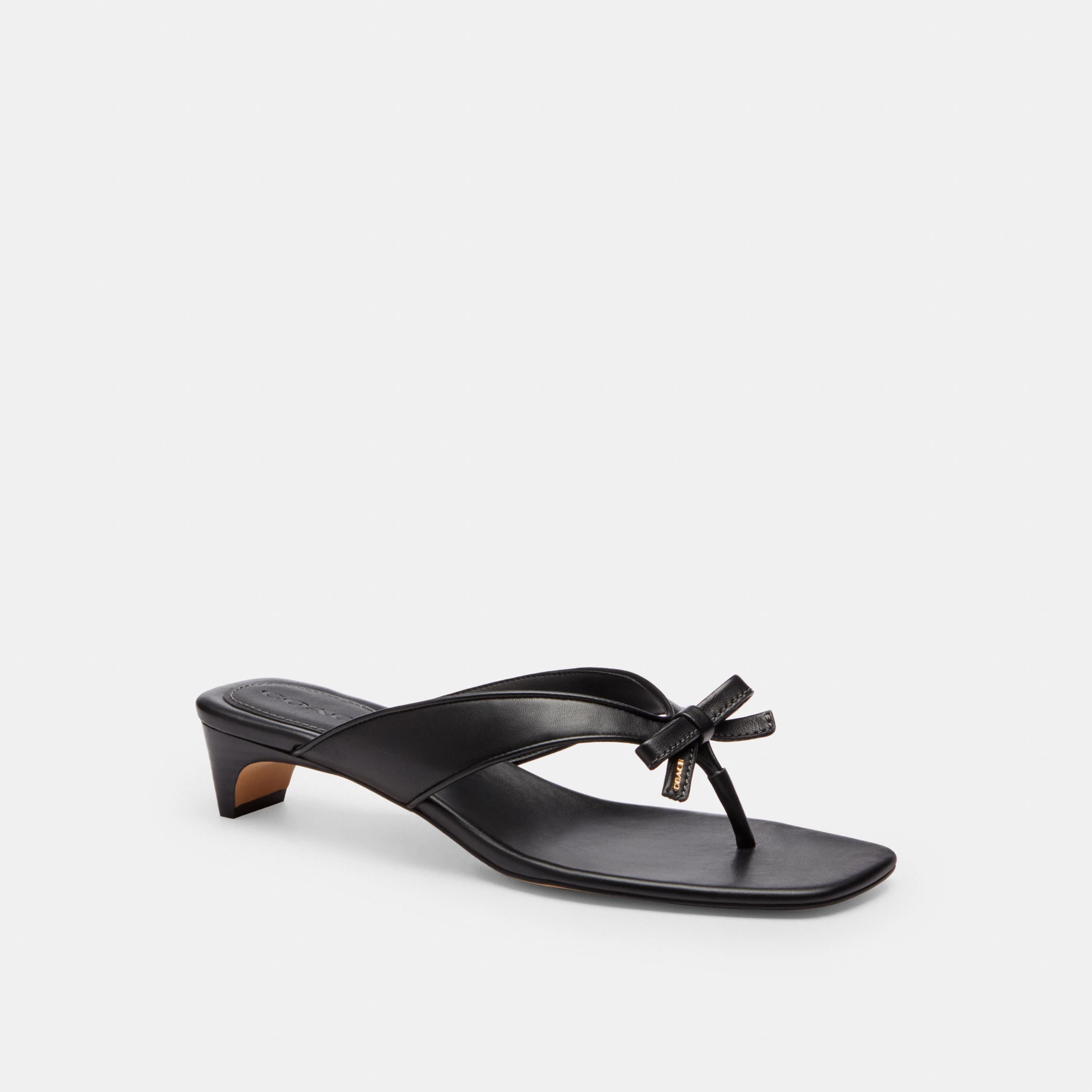 COACH®,Bow Thong Kitten Heel,Black,Front View