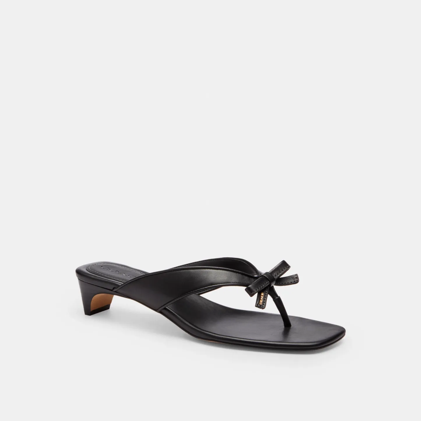 COACH®,Bow Thong Kitten Heel,Black,Front View