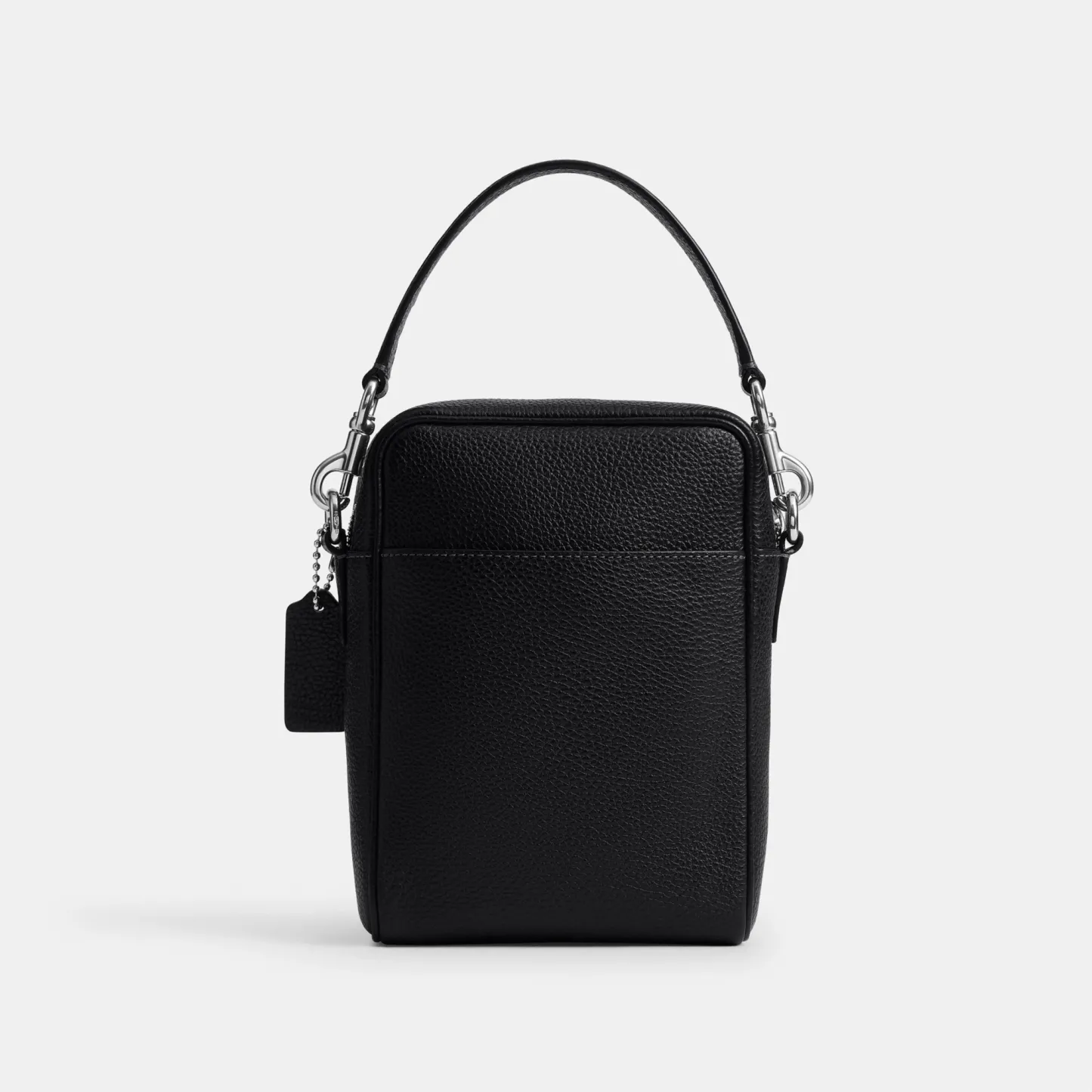 COACH®,Tristan Crossbody Bag 14,Leather,Recycled Polyester,Crossbody,Logo,Convertible,Adjustable,Sustainable,Silver Metal,...,Black,Back View