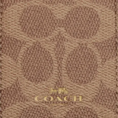COACH®,Id Lanyard In Signaure Canvas,Canvas,Leather,Card Case,Color Block,Key Ring,Casual,Brown