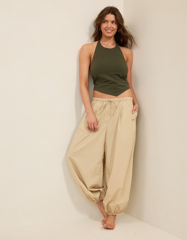 Aerie Woven Balloon Pant - Soft Wheat
