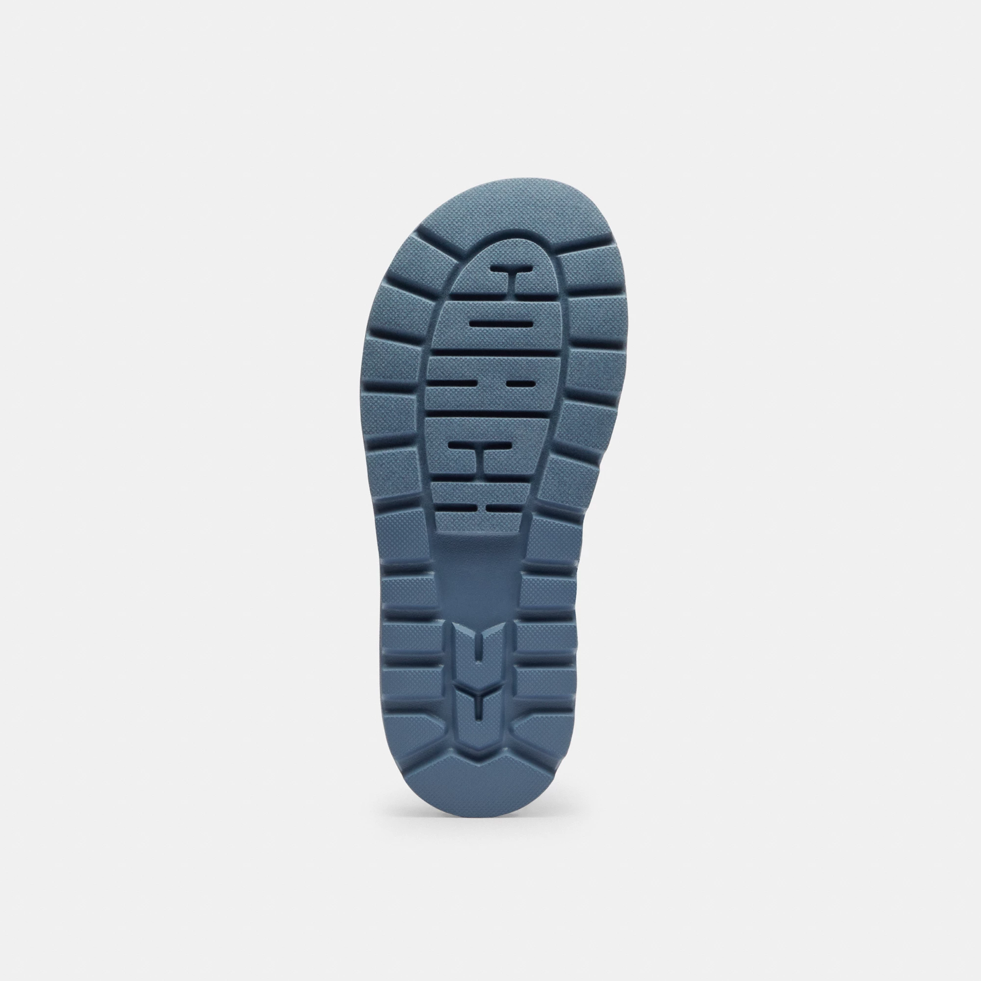 COACH®,Brynn Sandal In Crystal Signature Denim,Denim,Faux Leather,Cotton,Sandals,Crystal,Logo,Shoe Straps,Flexible,Sustain...,Blue,Outsole View