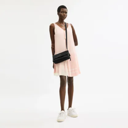 COACH®,Etta Small Flap Shoulder Bag,Leather,Shoulder Bag,Metal,Logo,Compact,Lined,Adjustable,Casual,Black,Detail View
