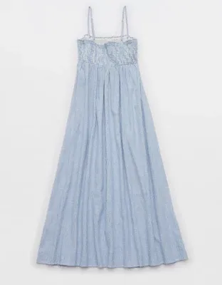 Aerie Straight Neck Midaxi Dress - Rome Blue