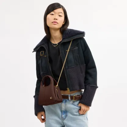 COACH®,Lana Shoulder Bag 19,Leather,Crossbody,Metal,Logo,Shoulder Guard,Brass,Casual,Brown,Detail View