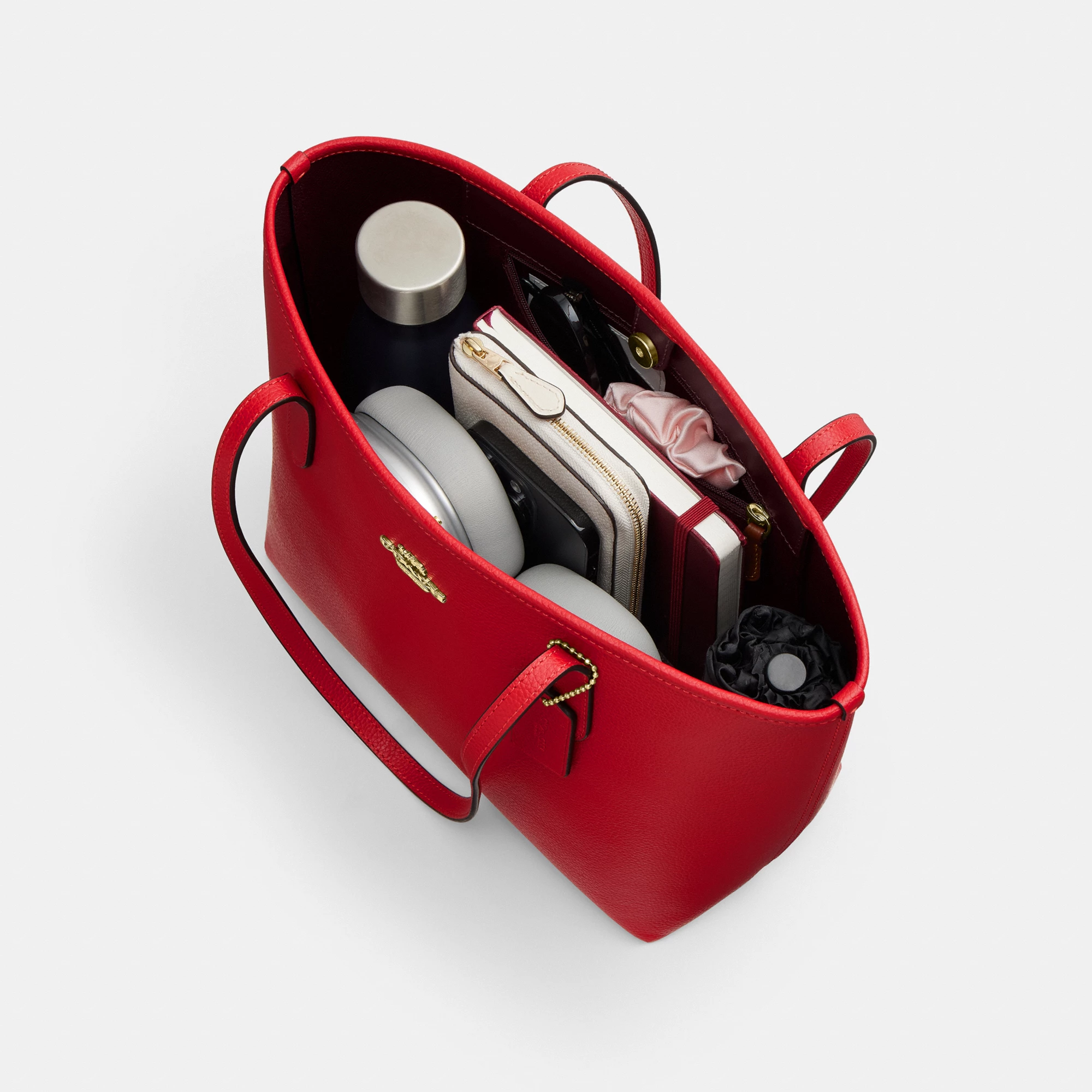 COACH®,Medium City Tote Bag,Red,Inside View,Top View
