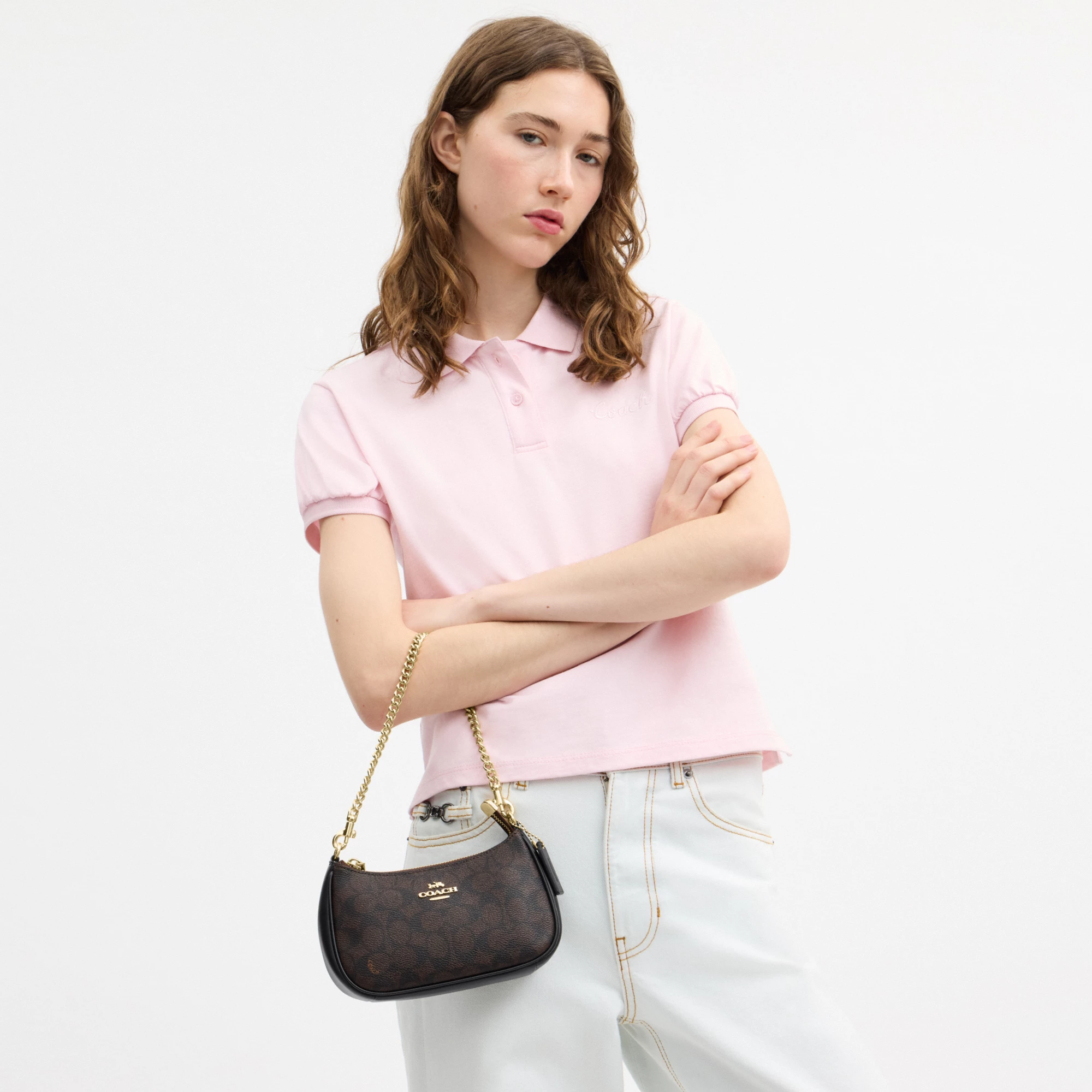 COACH®,Teri Mini Crossbody Bag In Signature Canvas,Polyester,Canvas,Recycled Polyester,Shoulder Bag,Adjustable,2 in 1,Vega...,Black,Detail View