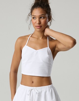OFFLINE By Aerie Oxford Tie Back Tank Top - White