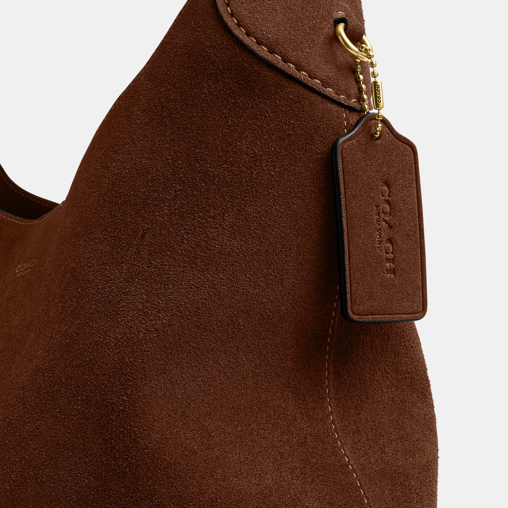COACH®,Brooklyn Shoulder Bag 34,Suede,Hobo,Brass,Casual,Brown,Closer View