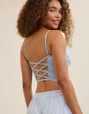 Superchill Seamless Rib Padded Bra Top - Monaco Blue