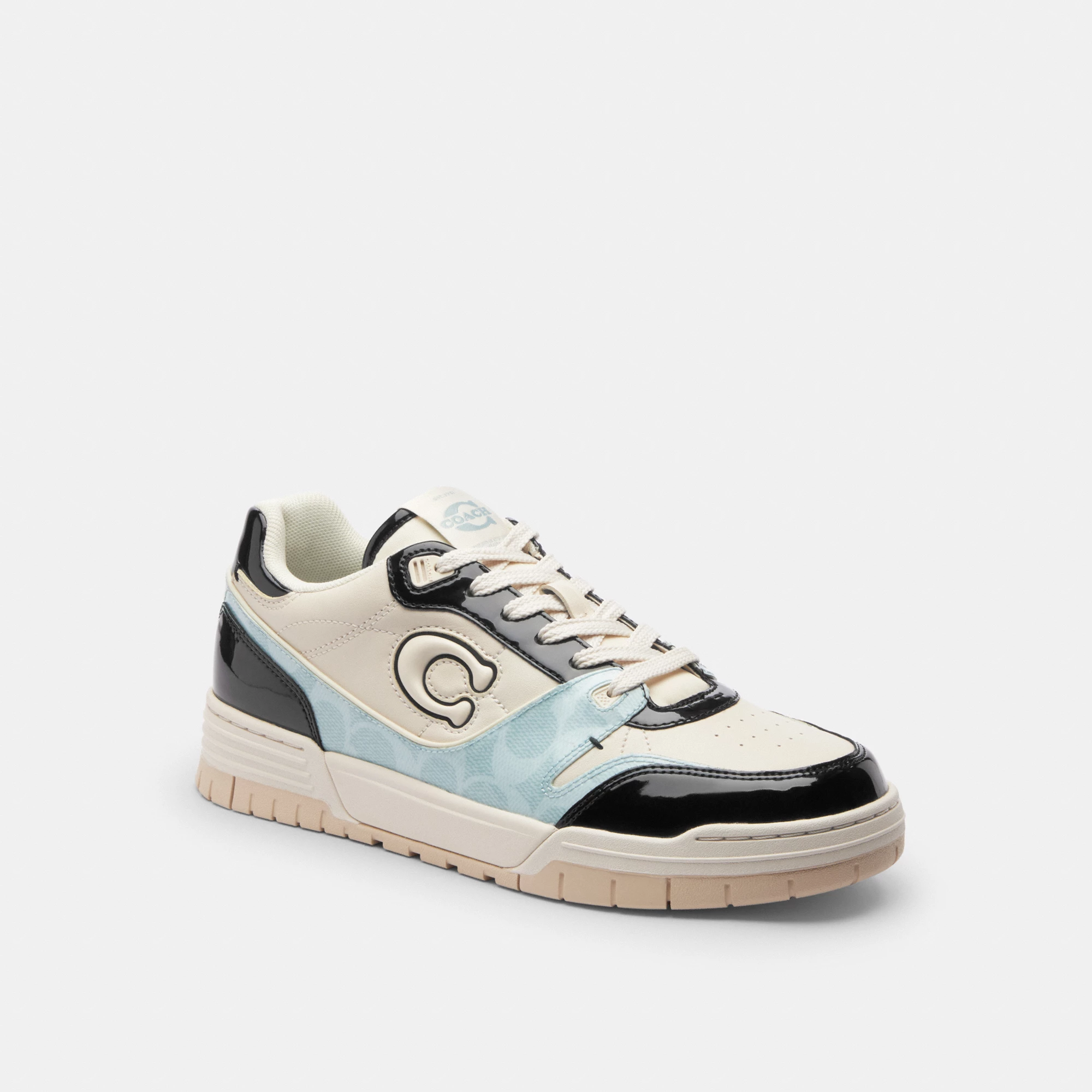 COACH®,Soho Sneaker With Patent Signature,Rubber,EVA,Recycled Polyester,Canvas,Leather,Polyester,Low Top,Casual,Fabric,Pla...,Multi Color,Front View