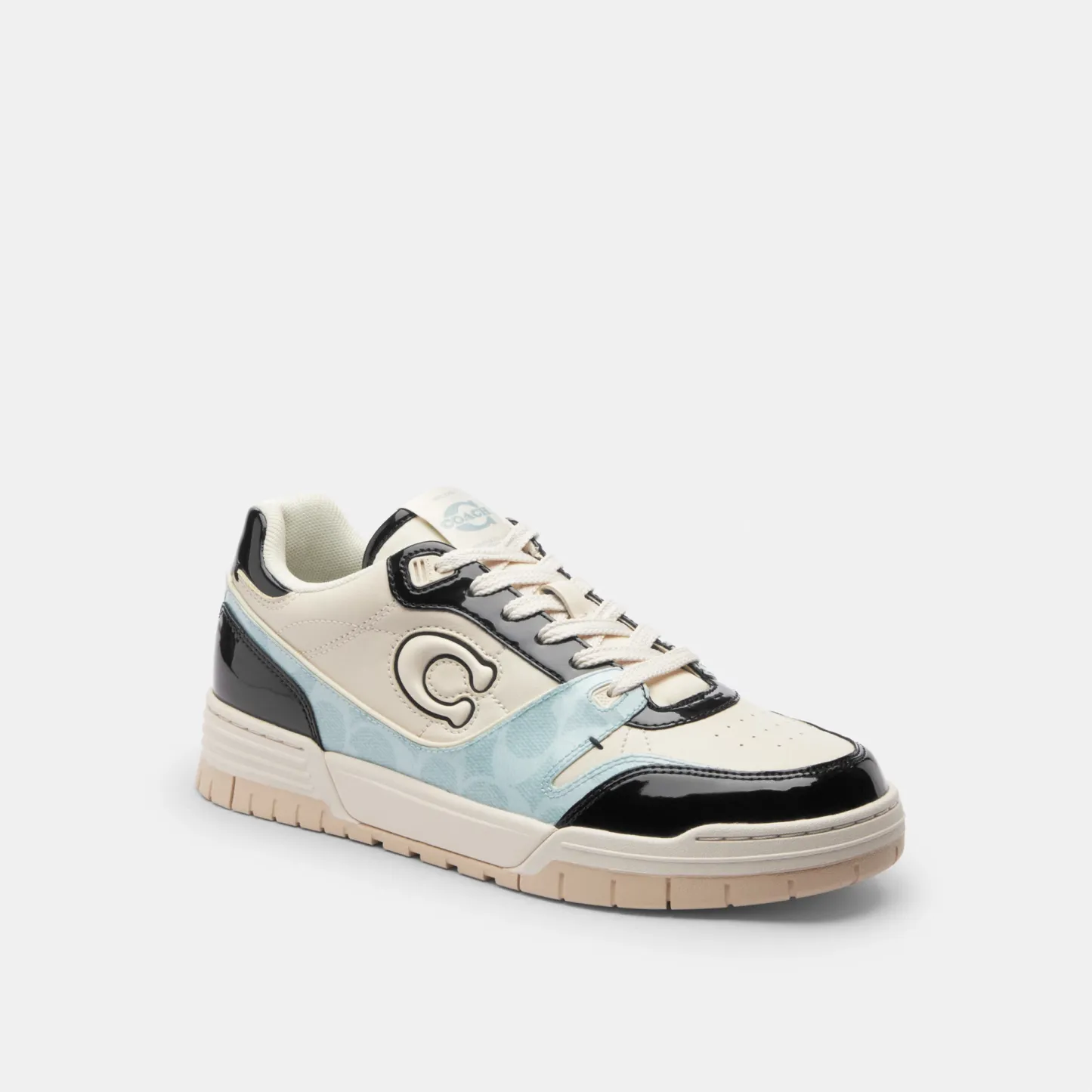 COACH®,Soho Sneaker With Patent Signature,Rubber,EVA,Recycled Polyester,Canvas,Leather,Polyester,Low Top,Casual,Fabric,Pla...,Multi Color,Front View